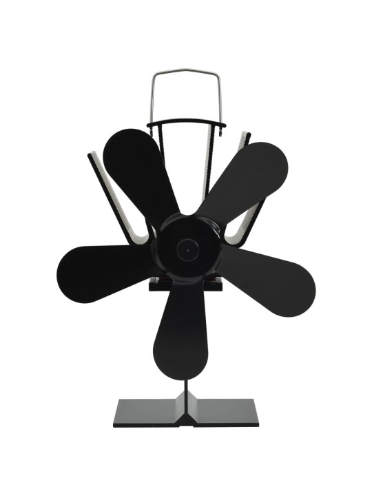 Teplem poháněný ventilátor na kamna 5 lopatek černý