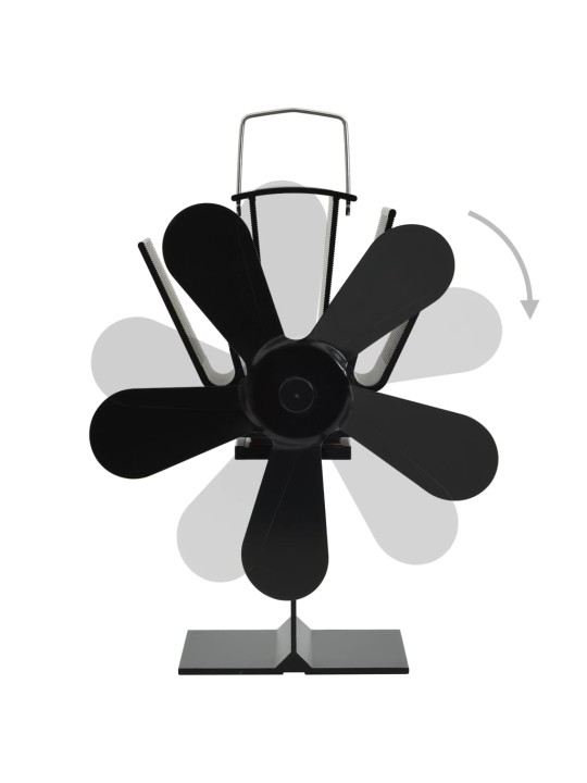 Teplem poháněný ventilátor na kamna 5 lopatek černý