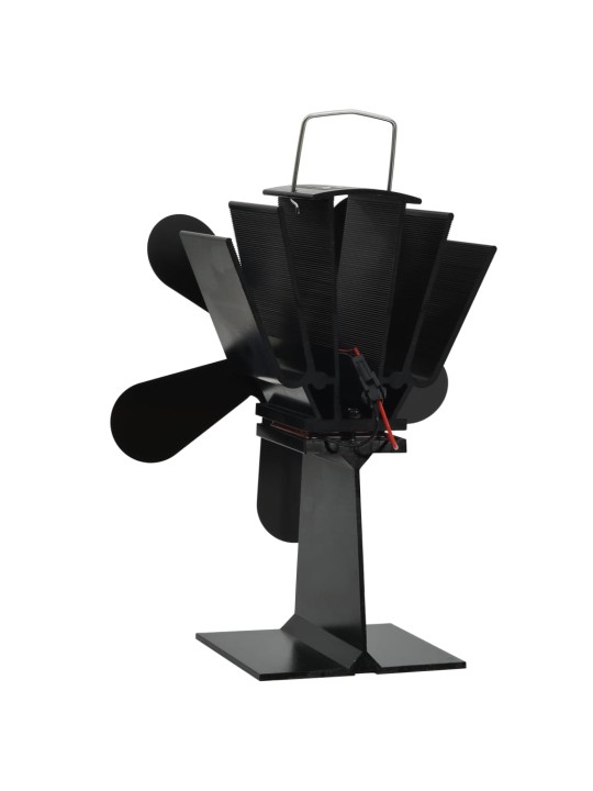 Teplem poháněný ventilátor na kamna 5 lopatek černý