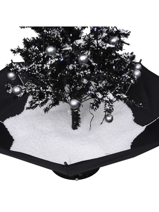 Sněžící vánoční stromek s deštníkovým stojanem černý 75 cm PVC