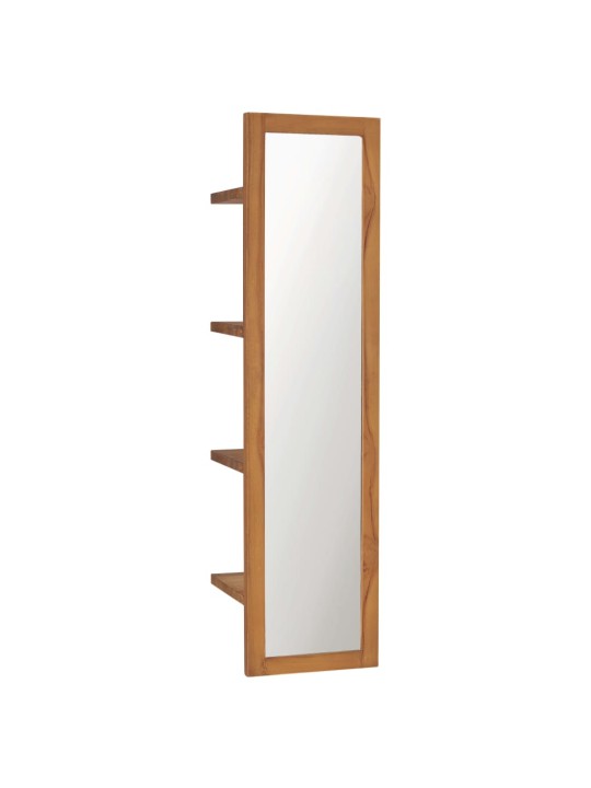 Nástěnné zrcadlo s poličkami 30 x 30 x 120 cm masivní teak