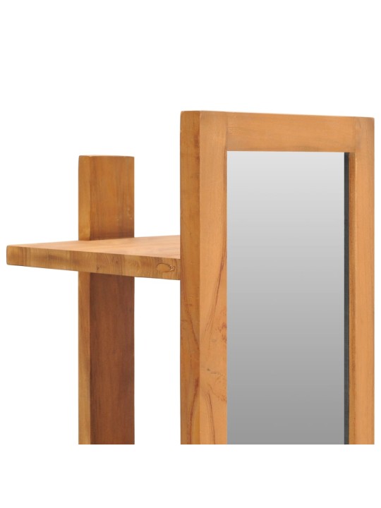 Nástěnné zrcadlo s poličkami 30 x 30 x 120 cm masivní teak