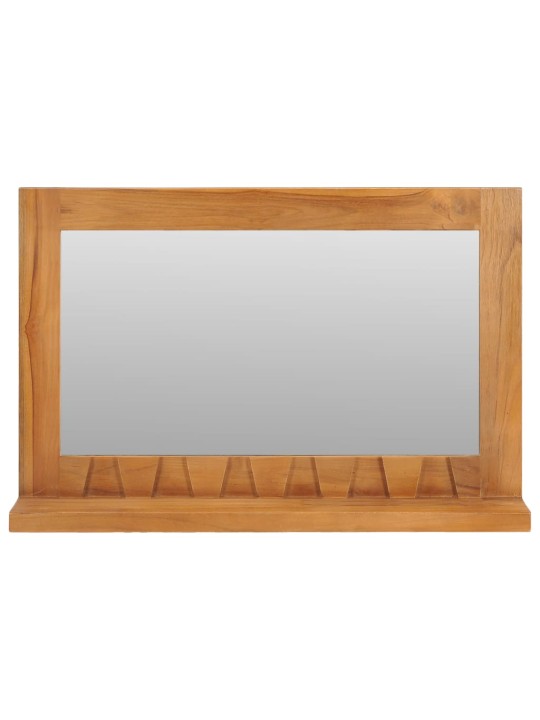 Nástěnné zrcadlo s policí 60 x 12 x 40 cm masivní teakové dřevo