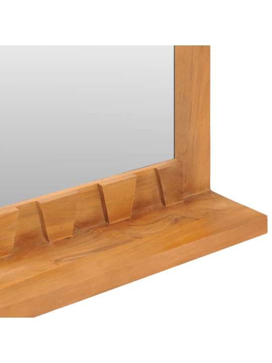 Nástěnné zrcadlo s policí 60 x 12 x 40 cm masivní teakové dřevo