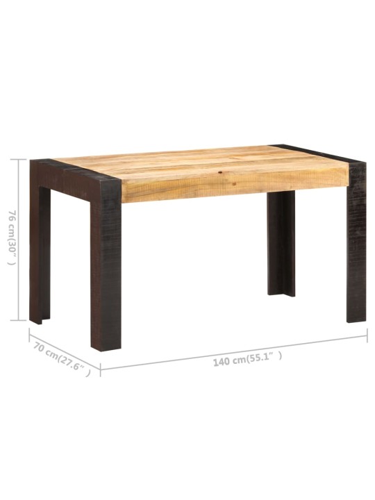 Jídelní stůl 140 x 70 x 76 cm masivní hrubé mangovníkové dřevo