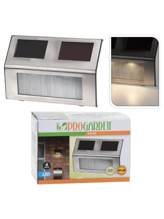 Progarden zahradní led solární světla 4 ks nerezová ocel
