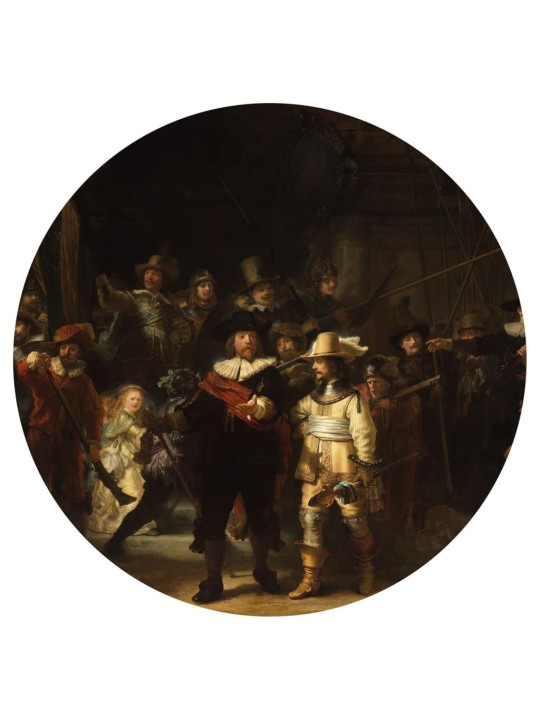 Wallart kruhová tapeta the night watch 142,5 cm