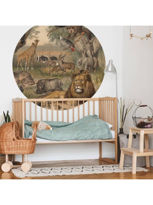 Wallart kruhová tapeta animals of africa 190 cm