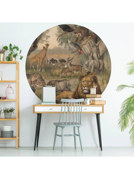 Wallart kruhová tapeta animals of africa 190 cm