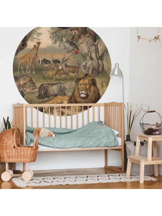 Wallart kruhová tapeta animals of africa 142,5 cm