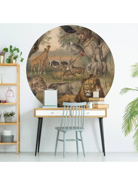 Wallart kruhová tapeta animals of africa 142,5 cm