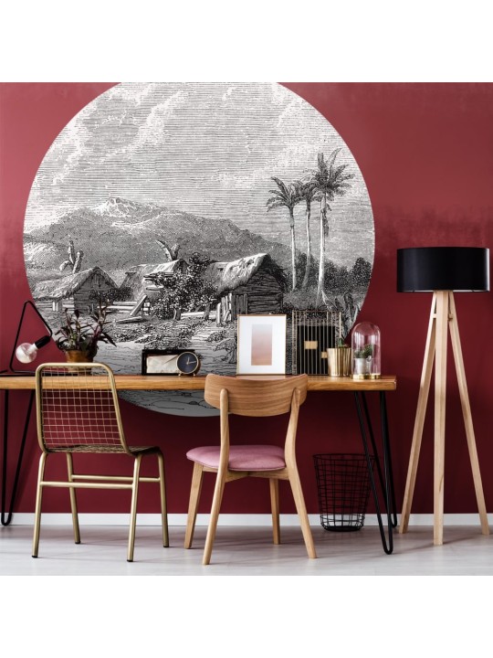 Wallart kruhová tapeta landscape of guadeloupe 190 cm