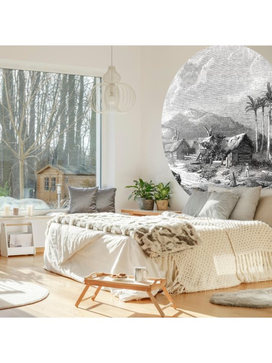Wallart kruhová tapeta landscape of guadeloupe 190 cm