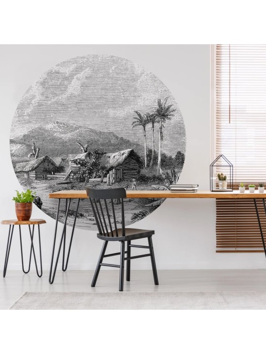 Wallart kruhová tapeta landscape of guadeloupe 190 cm