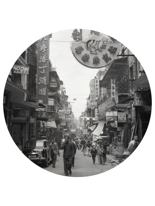 Wallart kruhová tapeta hong kong the old days 190 cm