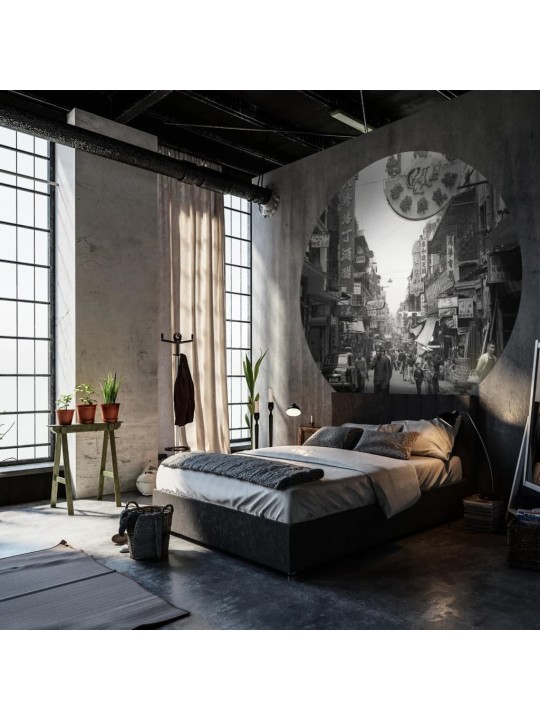 Wallart kruhová tapeta hong kong the old days 190 cm