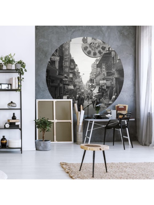 Wallart kruhová tapeta hong kong the old days 190 cm