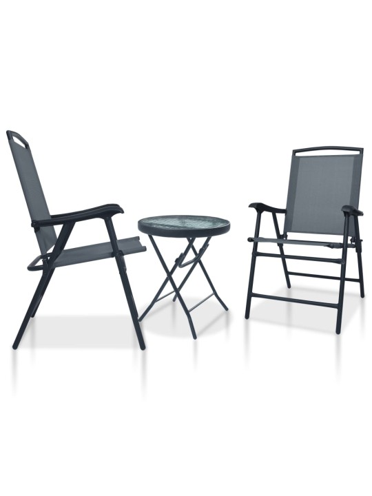 3dílný bistro set šedý ocel