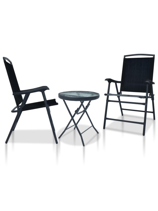 3dílný bistro set černý ocel