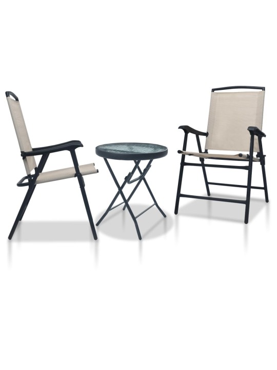 3dílný bistro set krémový ocel