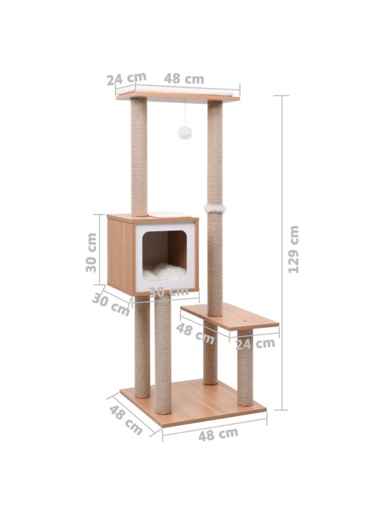 Škrabadlo pro kočky se sisalovým koberečkem 129 cm