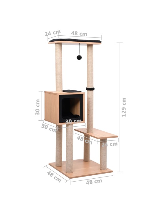 Škrabadlo pro kočky se sisalovým koberečkem 129 cm