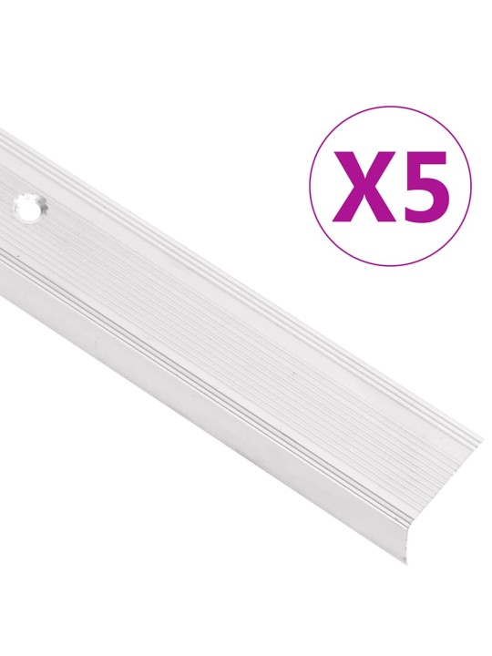 Schodové hrany ve tvaru l 5 ks hliník 90 cm stříbrné
