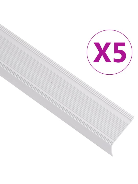 Schodové hrany ve tvaru l 5 ks hliník 90 cm stříbrné