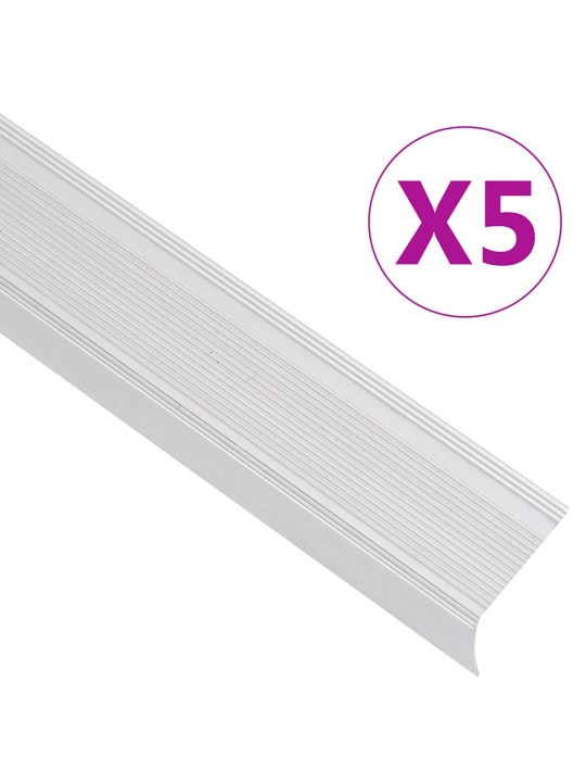 Schodové hrany ve tvaru l 5 ks hliník 90 cm stříbrné