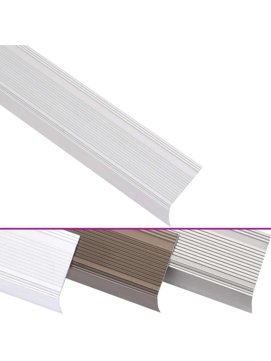 Schodové hrany ve tvaru l 5 ks hliník 90 cm stříbrné