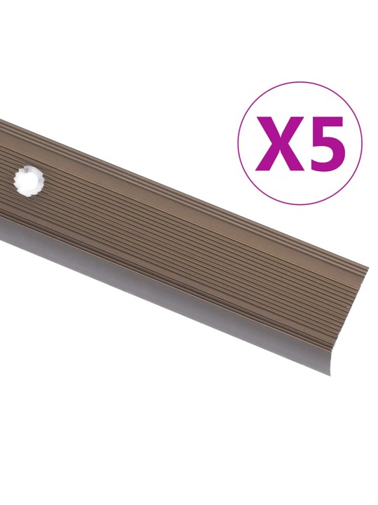 Schodové hrany ve tvaru l 5 ks hliník 90 cm hnědé