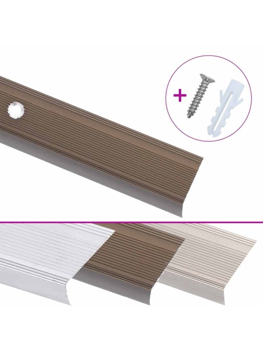 Schodové hrany ve tvaru l 5 ks hliník 90 cm hnědé