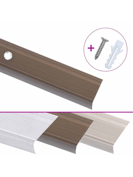 Schodové hrany ve tvaru l 15 ks hliník 90 cm hnědé