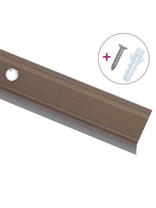 Schodové hrany ve tvaru l 15 ks hliník 90 cm hnědé