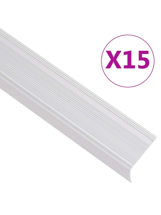 Schodové hrany ve tvaru l 15 ks hliník 100 cm stříbrné