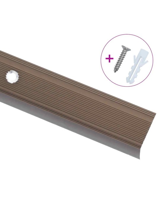 Schodové hrany ve tvaru l 5 ks hliník 100 cm hnědé