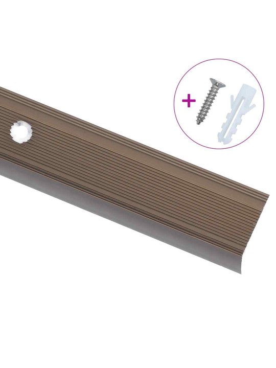 Schodové hrany ve tvaru l 15 ks hliník 100 cm hnědé