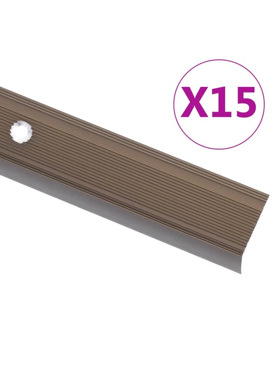 Schodové hrany ve tvaru l 15 ks hliník 100 cm hnědé