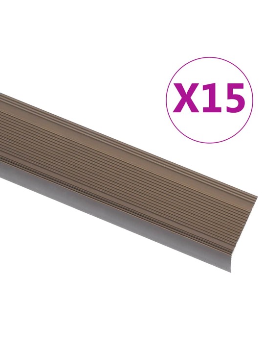 Schodové hrany ve tvaru l 15 ks hliník 100 cm hnědé