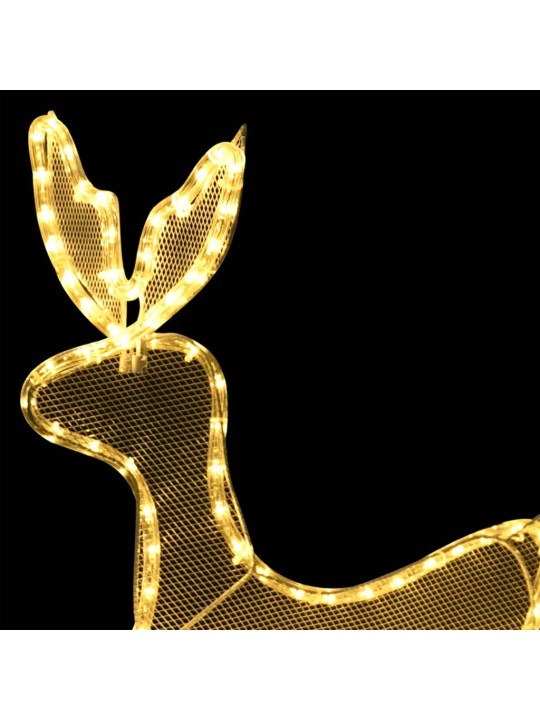 Vánoční světelná dekorace vyplétaný sob se sáněmi 432 LED