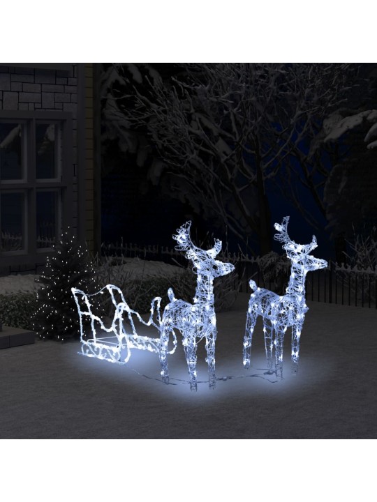 Vánoční sobi se sáněmi 160 LED 130 cm akryl