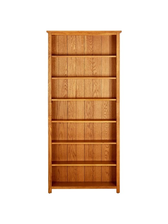 Knihovna se 7 policemi 90 x 22,5 x 200 cm masivní dubové dřevo