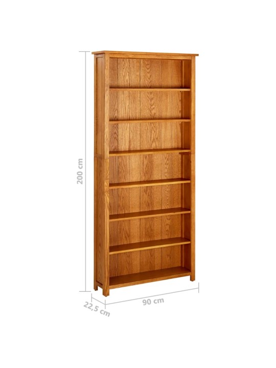 Knihovna se 7 policemi 90 x 22,5 x 200 cm masivní dubové dřevo