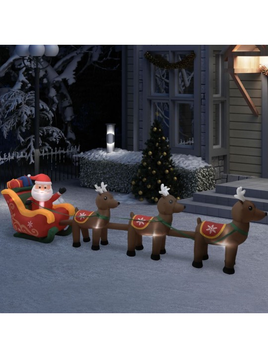 Vánoční nafukovací dekorace Santa a sobi LED 490 cm