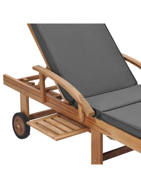 Zahradní lehátka s poduškami 2 ks masivní teak tmavě šedá