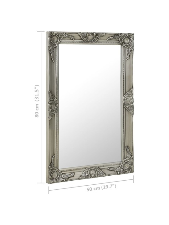 Nástěnné zrcadlo barokní styl 50 x 80 cm stříbrné