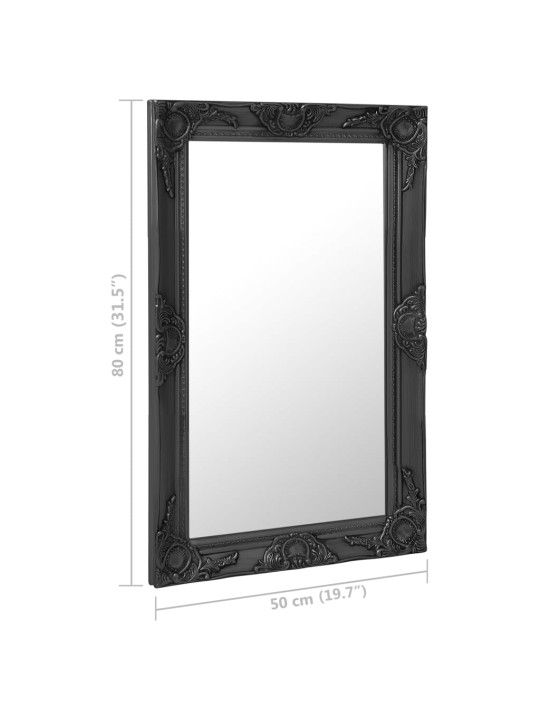 Nástěnné zrcadlo barokní styl 50 x 80 cm černé