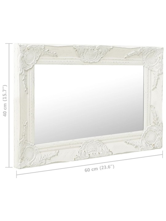Nástěnné zrcadlo barokní styl 60 x 40 cm bílé