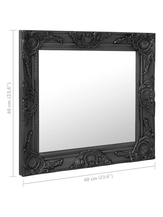 Nástěnné zrcadlo barokní styl 60 x 60 cm černé