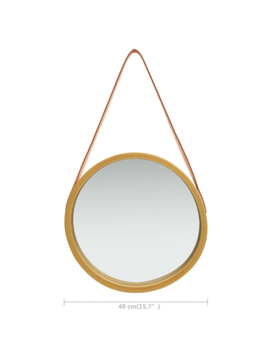 Nástěnné zrcadlo s popruhem 40 cm zlaté